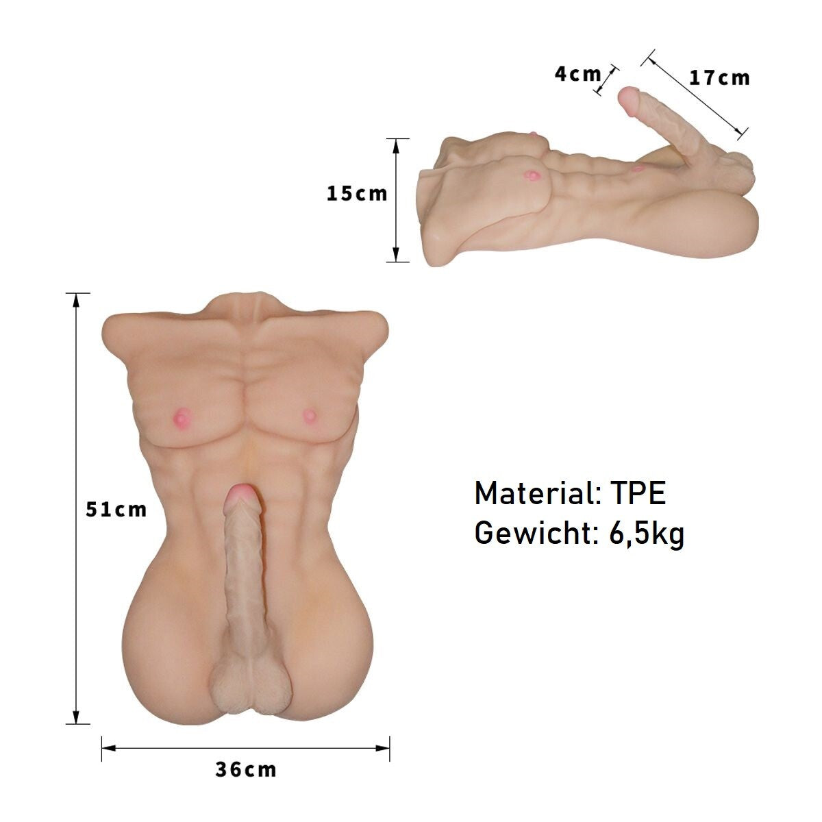 Masturbator Sex Puppe Sexspielzeug Real Doll 51cm Männlich Torso 6,5kg Penis Gay