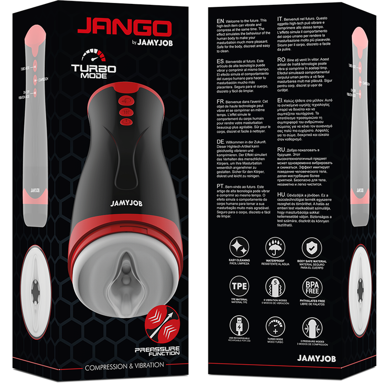 Jamyjob Jango Kompressions- und Vibrations-Masturbator - Automatisches Sextoy