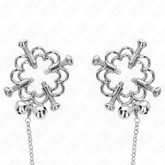 KINK - METALLISCHE BLUMEN-NIPPELKLAMMERN MIT KETTE