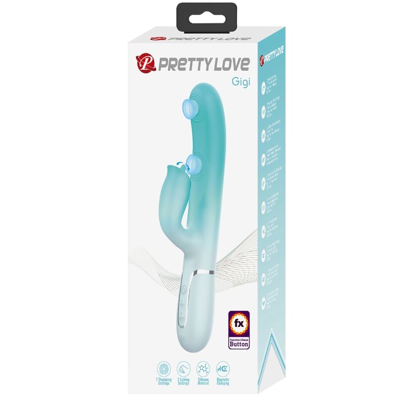 PRETTY LOVE - GIGI MULTIFUNKTIONS-RABBIT-VIBRATOR AQUAGRÜN