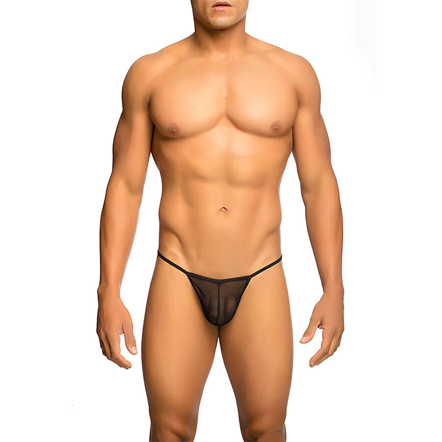 MOB - TRANSPARENTER T-FÖRMIGER TANGA SCHWARZ GRÖSSE L/XL