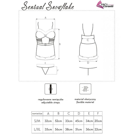 LIVCO CORSETTI FASHION - SENSUAL SNOWFLAKE LC 90603 WEIHNACHTS-CHEMISE + STRING + HAARBAND S/M