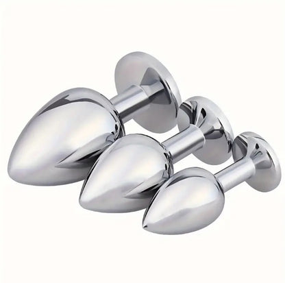 Analplug Edelstahl Butt Plug 3er Set Prostata Sexspielzeug Silikon Stöpsel