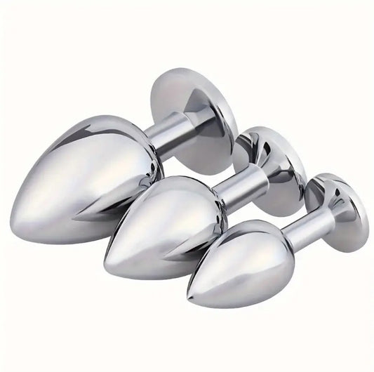 Analplug Edelstahl Butt Plug 3er Set Prostata Sexspielzeug Silikon Stöpsel