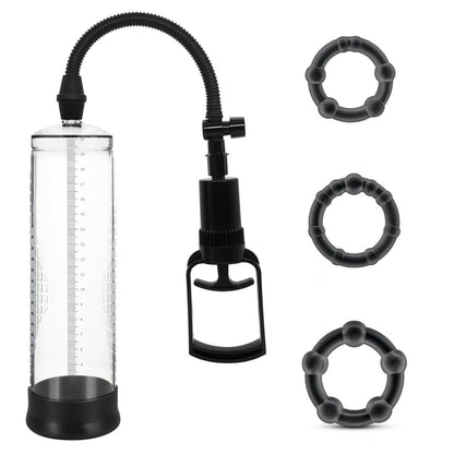 Penispumpe Vakuumpumpe 3er Ring mit Kolbengriff Penisvergrößerung Impotenzhilfe