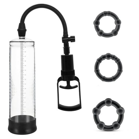 Penispumpe Vakuumpumpe 3er Ring mit Kolbengriff Penisvergrößerung Impotenzhilfe