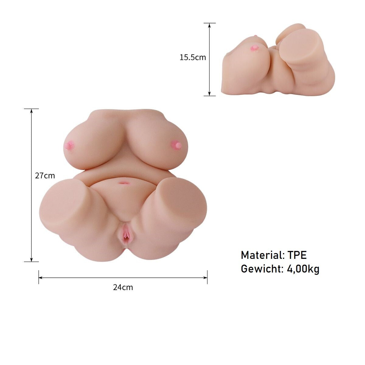 TPE Sexpuppe Masturbator Fett Chubby Torso Taschenmuschi 4kg Vagina Anal Brüste