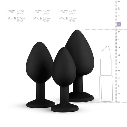 Anal Plug 3er Set Butt Plug Prostata Sexspielzeug Silikon Diamant Toy Stöpsel
