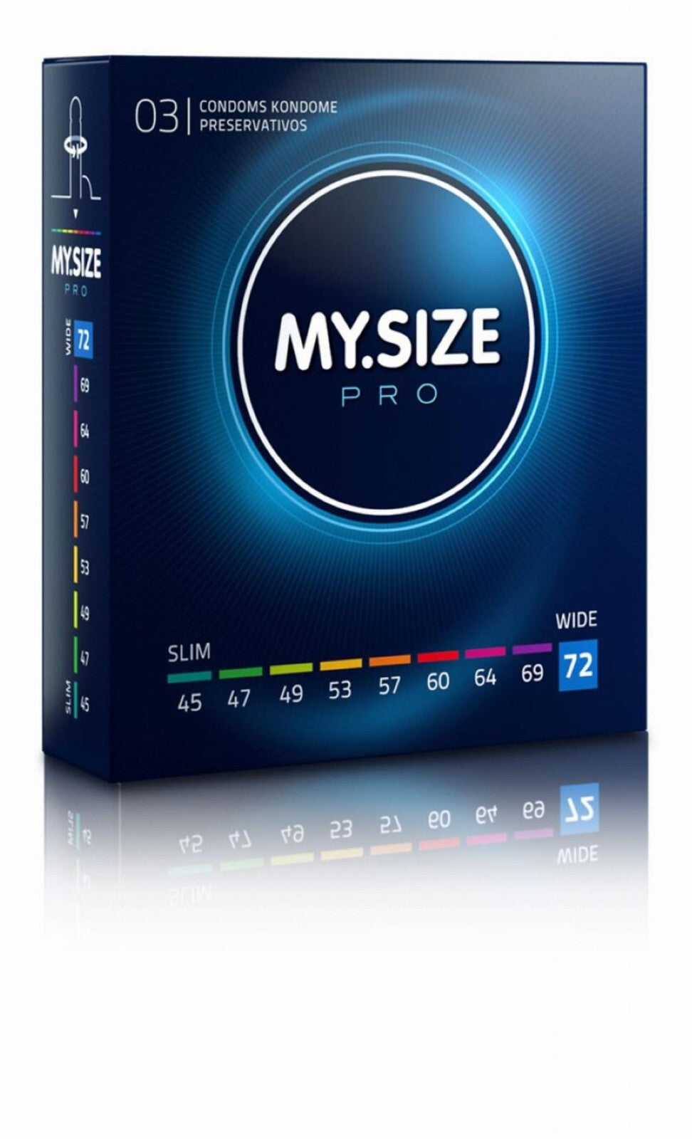 MySize Pro 3er Kondome Condome Spezielle Größen 45-47-49-53-57-64-60-69-72 mm