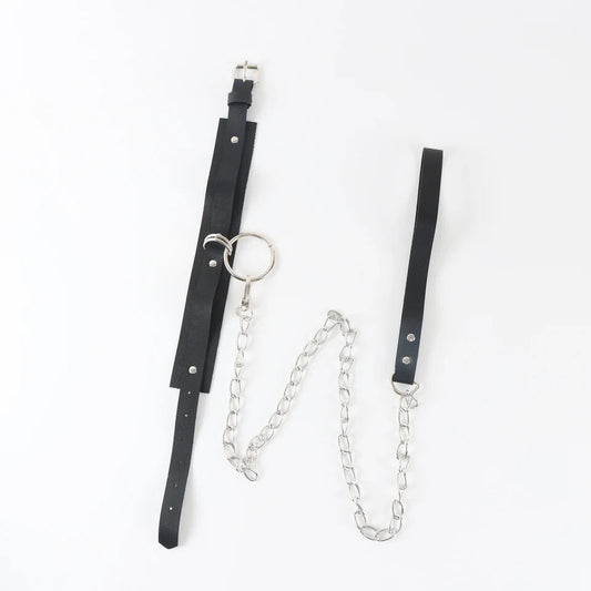 BDSM Leder Halsband mit Leine Bondage Halsfessel einstellbar Erotik Sexspielzeug