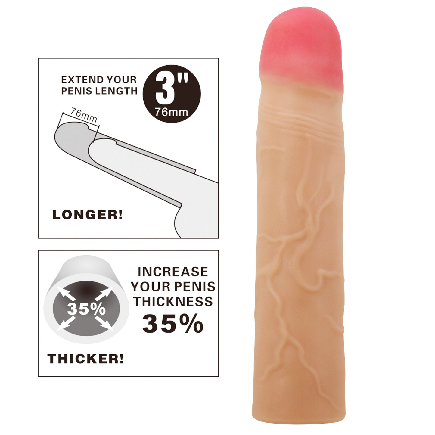 Penishülle Vergrößerung Sleeve Sexspielzeug Kondom Extender Extension Silikon
