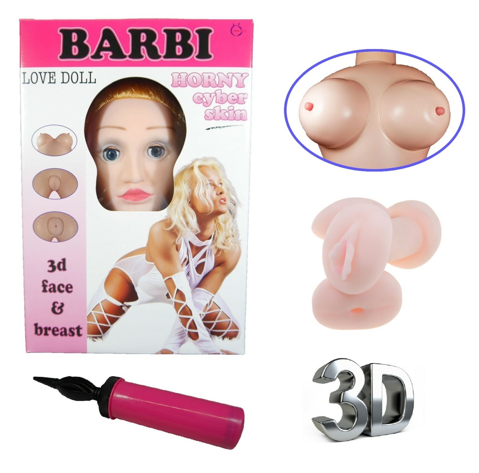 3D Liebespuppe Barbi aufblasbare Puppe Blond Zubehör Sexspielzeug Masturbator
