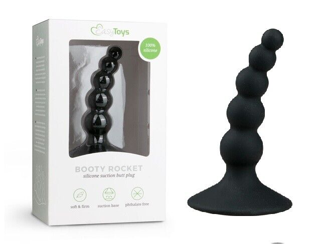 Analplug Gerippt Analperlen mit Fläche 10cm Sexspielzeug Silikon Spitz Elastisch