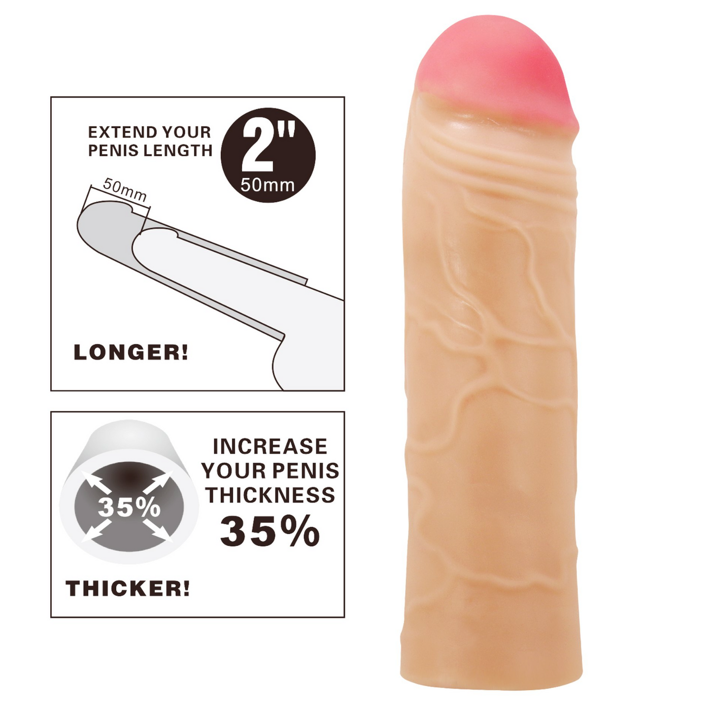Penishülle Vergrößerung Sleeve Sexspielzeug Kondom Extender Extension Silikon