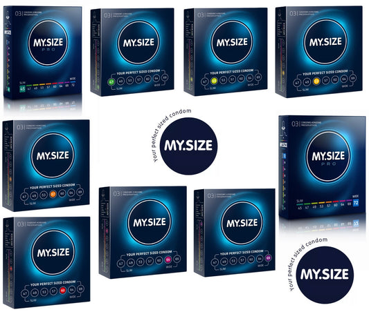 MySize Pro 3er Kondome Condome Spezielle Größen 45-47-49-53-57-64-60-69-72 mm
