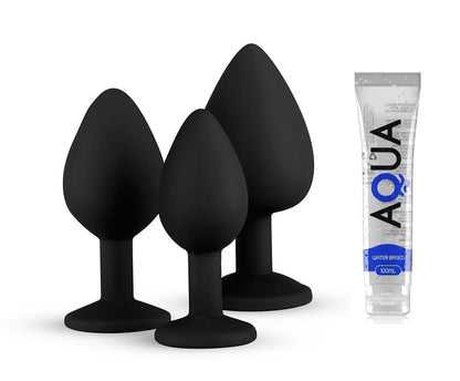 Anal Plug 3er Set Butt Plug Prostata Sexspielzeug Silikon Diamant Toy Stöpsel