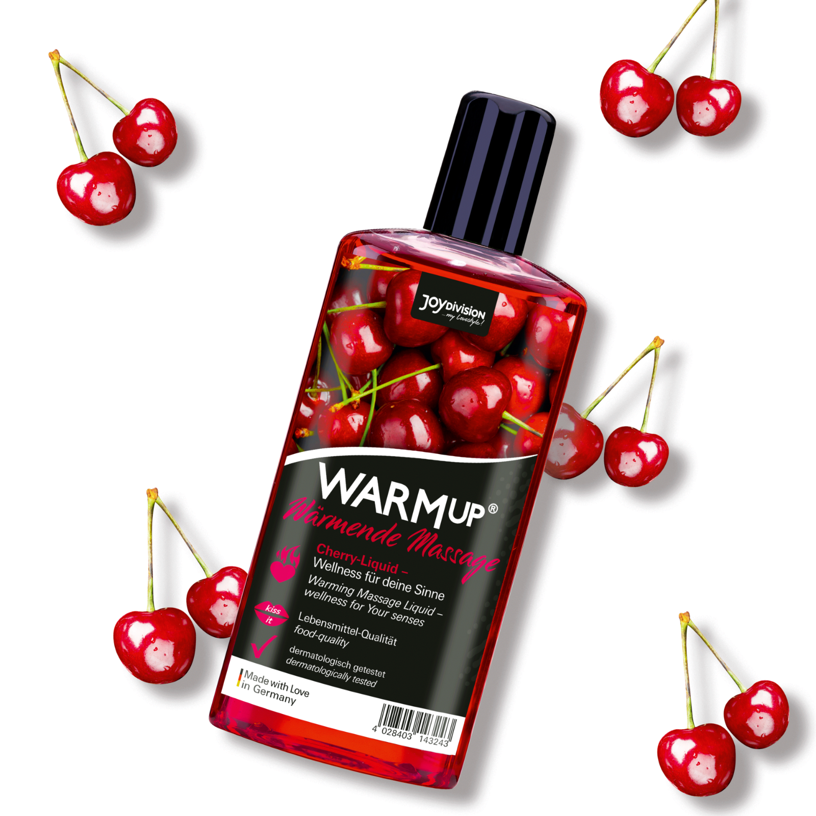 WARMup Gleitmittel Massage Oral Kirsche Essbar Gel Wasserbasis Vegan Wärmend