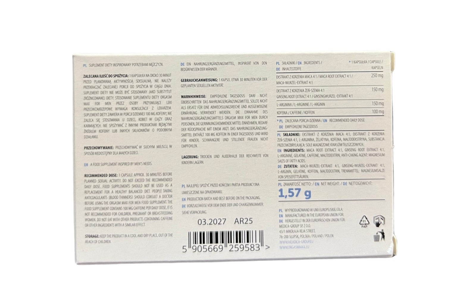 4 x Pillen Herbal 🔥 Orgasmmax für Männer und Frauen 🔥 Maca L-Arginin Koffein