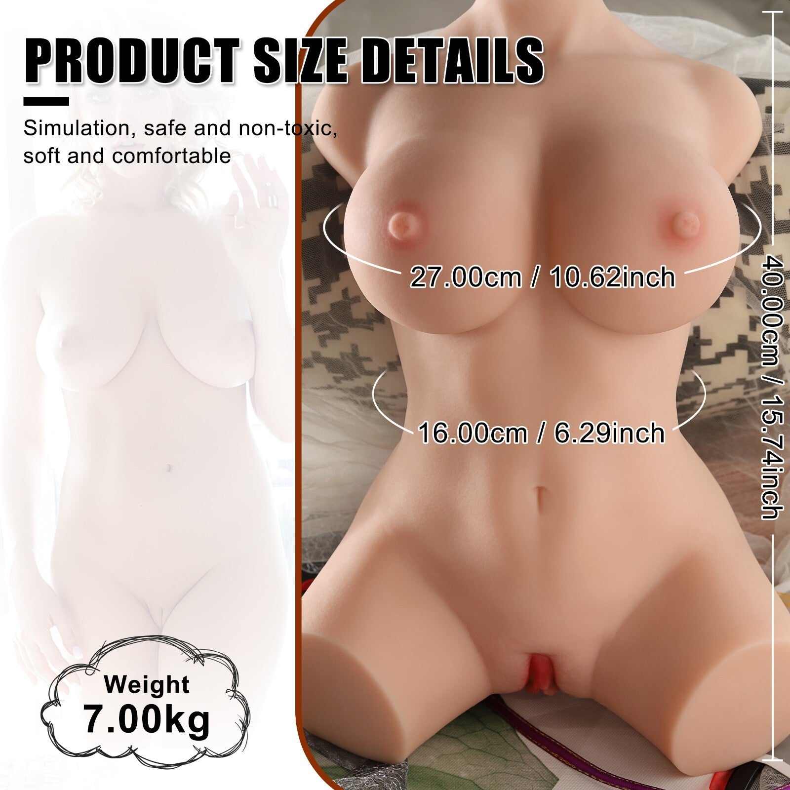 Sex Puppe Taschenmuschi Masturbator Torso mit Skelett Real Doll Sexspielzeug