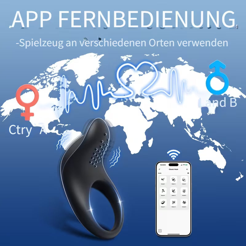 App-gesteuerter Intimring mit Vibration – Bluetooth, Silikon, wiederaufladbar