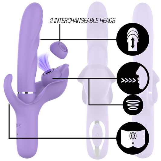 INTENSE - BILLIE MULTIFUNKTIONALER WIEDERAUFLADBARER SAUGVIBRATOR MIT LILA DRUCKKNOPF