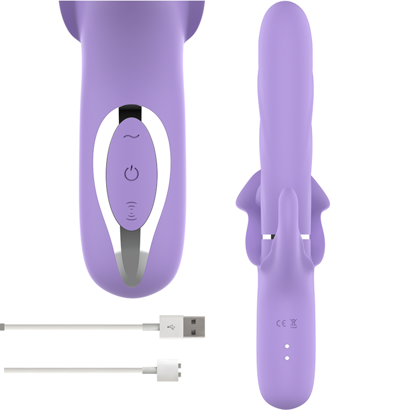 INTENSE - BILLIE MULTIFUNKTIONALER WIEDERAUFLADBARER SAUGVIBRATOR MIT LILA DRUCKKNOPF