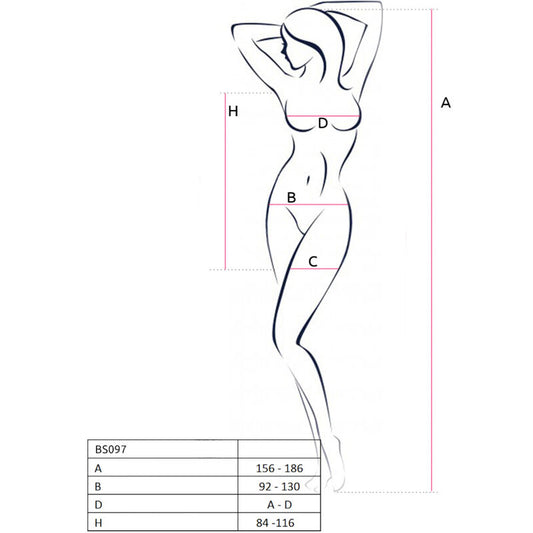 PASSION - BS097 SCHWARZER BODYSTOCKING, EINE GRÖSSE