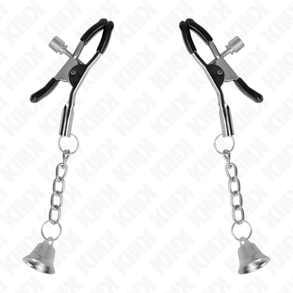 KINK - SILBERNE NIPPELKLEMMEN MIT GLOCKENANHÄNGER 6 CM