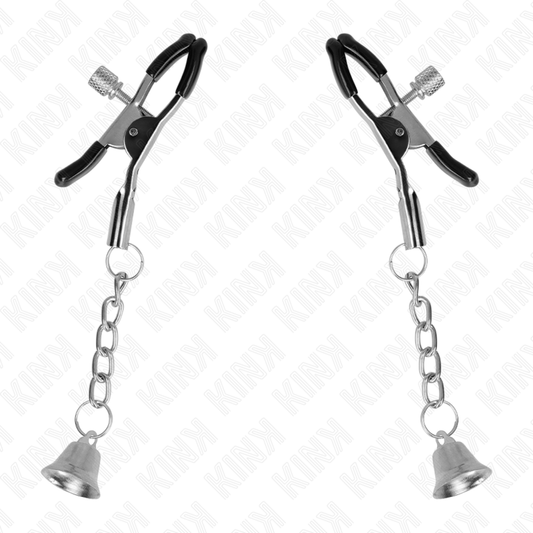 KINK - SILBERNE NIPPELKLEMMEN MIT GLOCKENANHÄNGER 6 CM