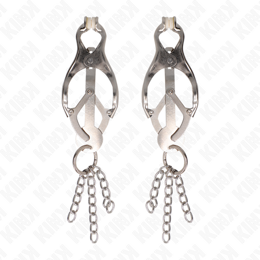 KINK - JAPANISCHE KLEEBLATT-NIPPELKLAMMERN MIT KLEINEN KETTEN SILBER