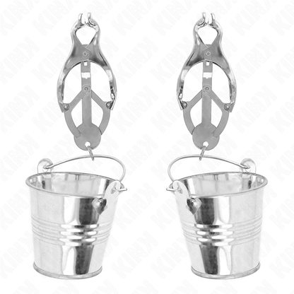 KINK - JAPANISCHE KLEEBLATT-NIPPELKLAMMERN MIT EIMER SILBER