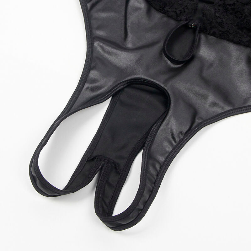 SUBBLIME - 954390 SEXY BODY MIT STRUMPFGÜRTEL SCHWARZ L/XL