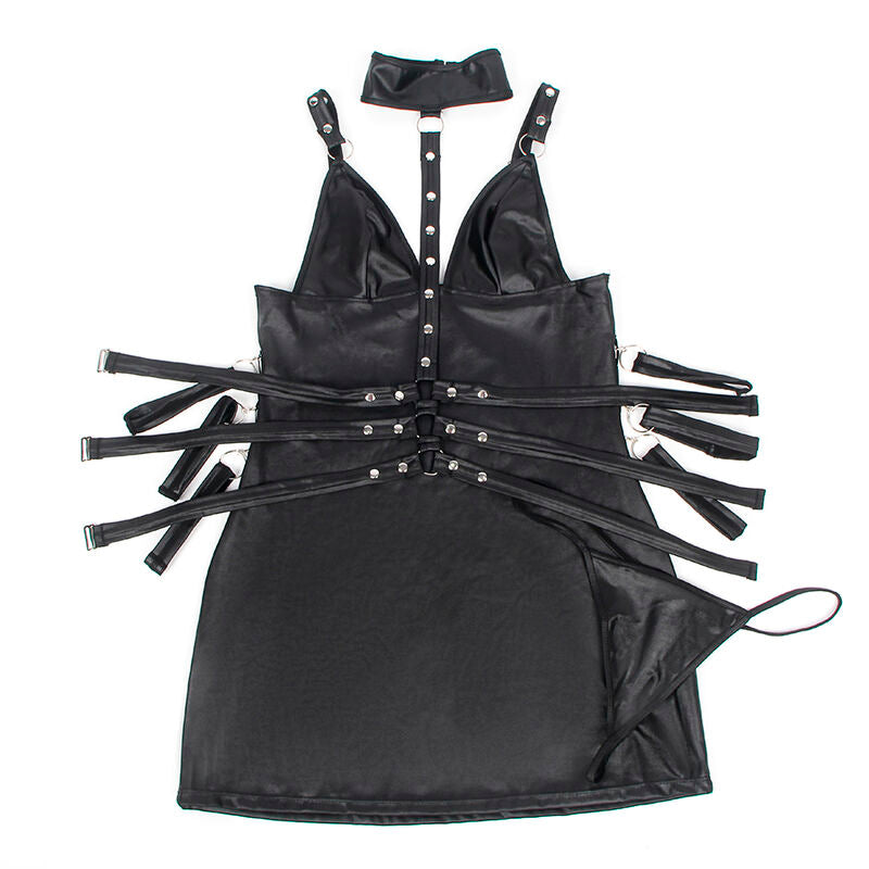 SUBBLIME - 954406 BONDAGE-KLEID AUS LEDER, SCHWARZ, S/M