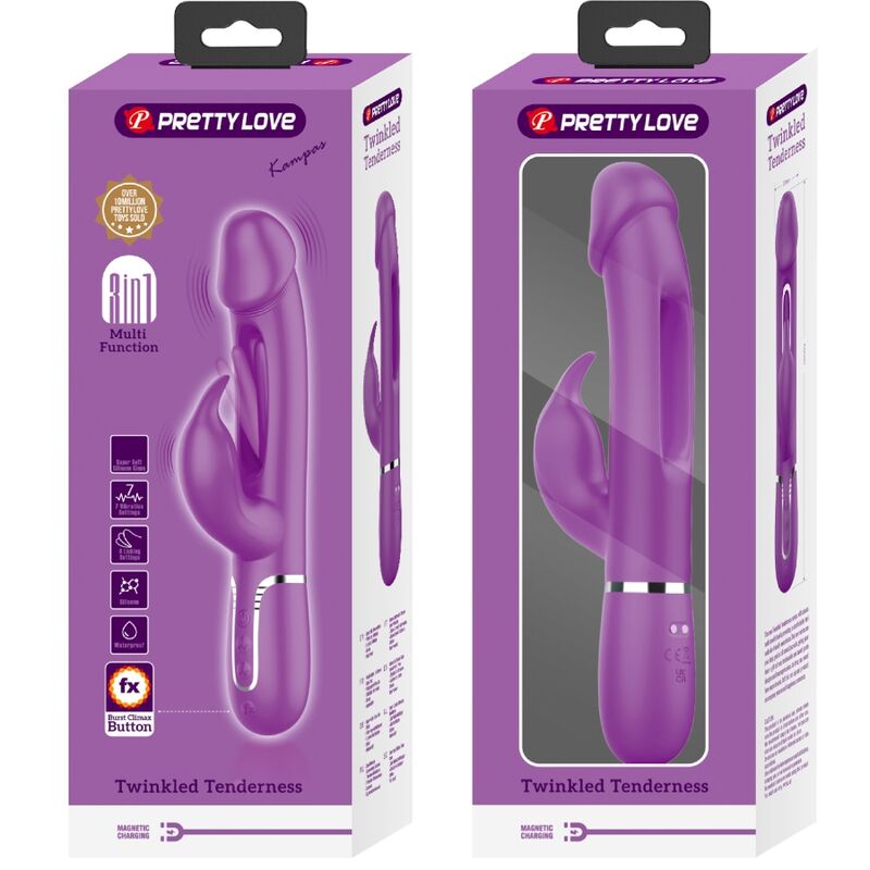 PRETTY LOVE - KAMPAS 3 IN 1 MULTIFUNKTIONS-RABBIT-VIBRATOR LILA
