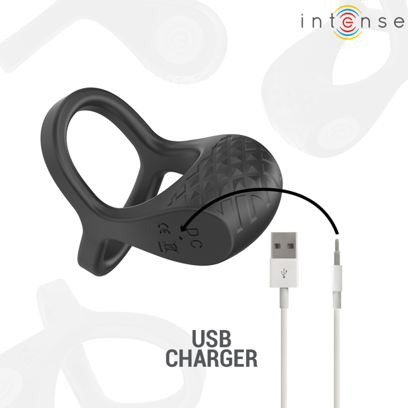 INTENSE - ALEX VIBRATOR DOPPEL-PENISRING 10 VIBRATIONEN SCHWARZ