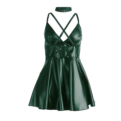 SUBBLIME - 955434 KLEID MIT GRÜNEN LEDERTRÄGERN S/M