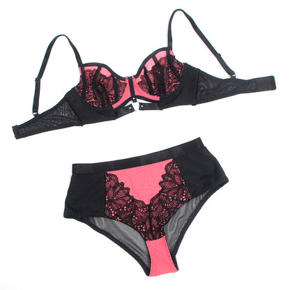 SUBBLIME - 955571 ROSA LACKLEDER MESH ZIPPER BH-SET S/M