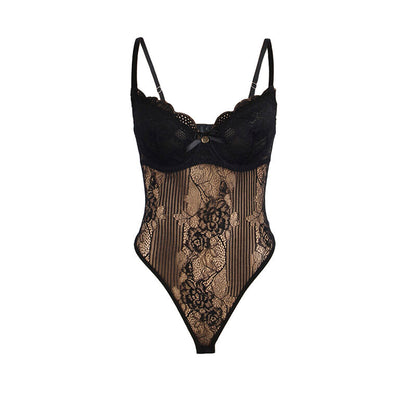 SUBBLIME - 955618 SPITZEN-BODYSUIT MIT UNTERTEILVERSCHLUSS SCHWARZ S/M