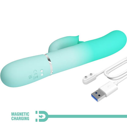 PRETTY LOVE - GIGI MULTIFUNKTIONS-RABBIT-VIBRATOR AQUAGRÜN