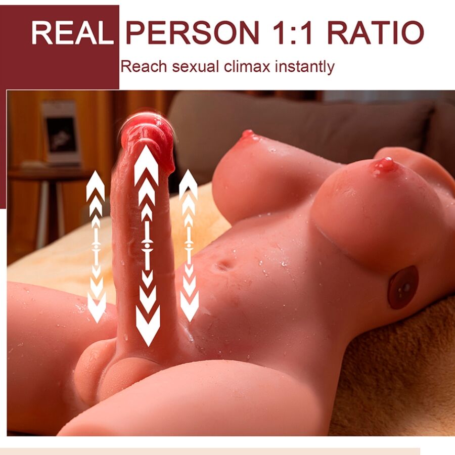 XISE - MIAH LADY BOY WEIBLICHER TORSO MIT DILDO MIT VIBRATION UND STOSSFUNKTION 55 CM