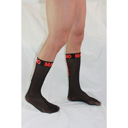 MACHO - DÜNNE SOCKEN EINHEITSGRÖSSE SCHWARZ/ROT