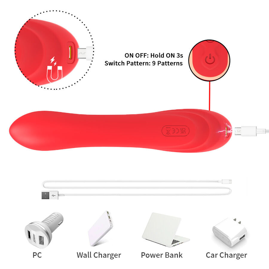 ARMONY - G-PUNKT- UND KLITORIS-STIMULATOR-VIBRATOR MIT OSZILLIERENDER ZUNGE ROT