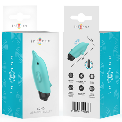 INTENSE - ECHO VIBRIERENDES BULLET DELPHIN BLAU 8 X 4,7 CM