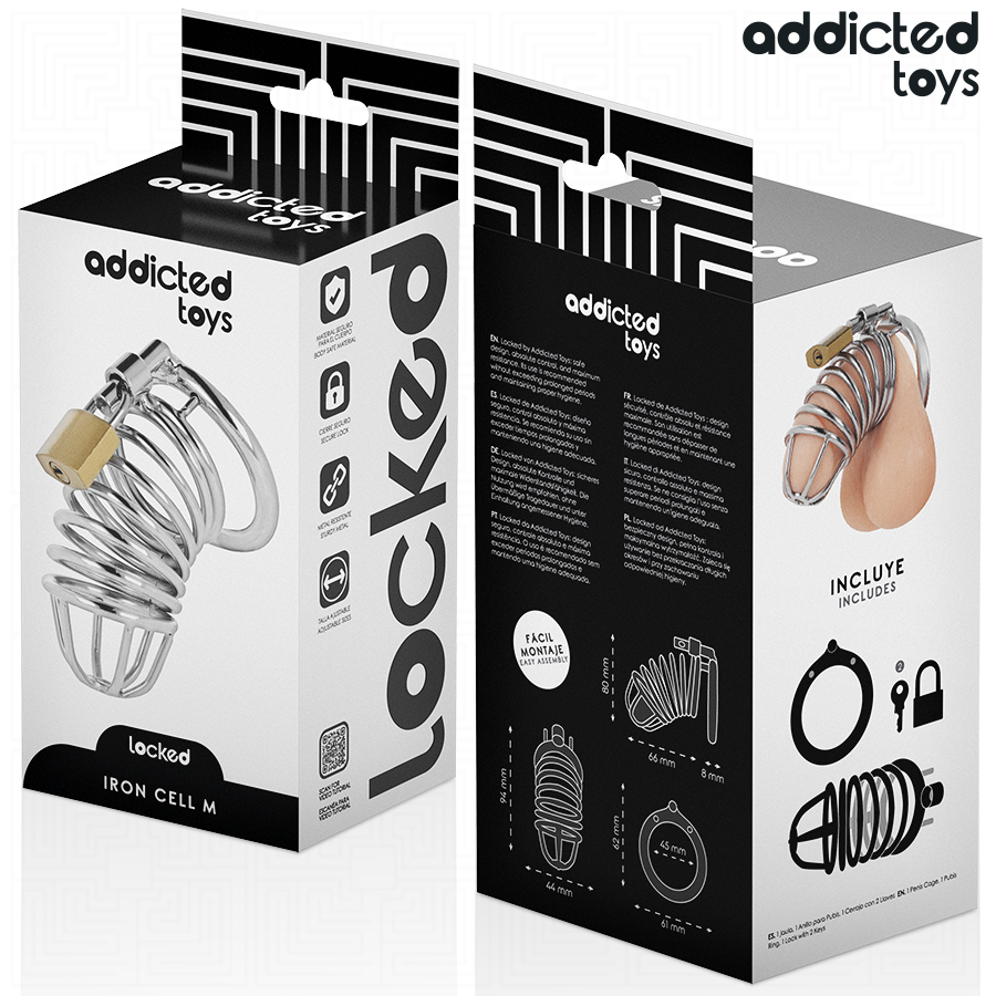 ADDICTED TOYS LOCKED - IRON CELL METALL-PENISKÄFIG GRÖSSE M