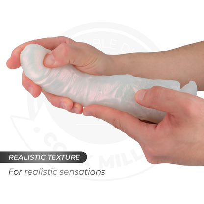 COCK MILLER - DILDO MIT SAUGNÄPFEN, LICHTERN UND VIBRATION MIT FERNBEDIENUNG WEISS 19,5 CM