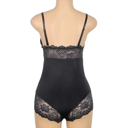 SUBBLIME - SCHWARZER TEDDY MIT BLUMENSPITZENDETAIL S/M