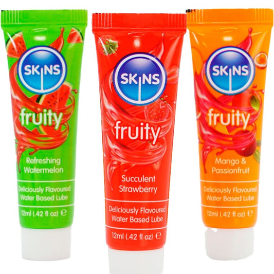 SKINS – FRUCHTIGES GLEITMITTEL-SET WASSERMELONE, ERDBEERE & MANGO GLEITMITTEL 3 x 12 ML