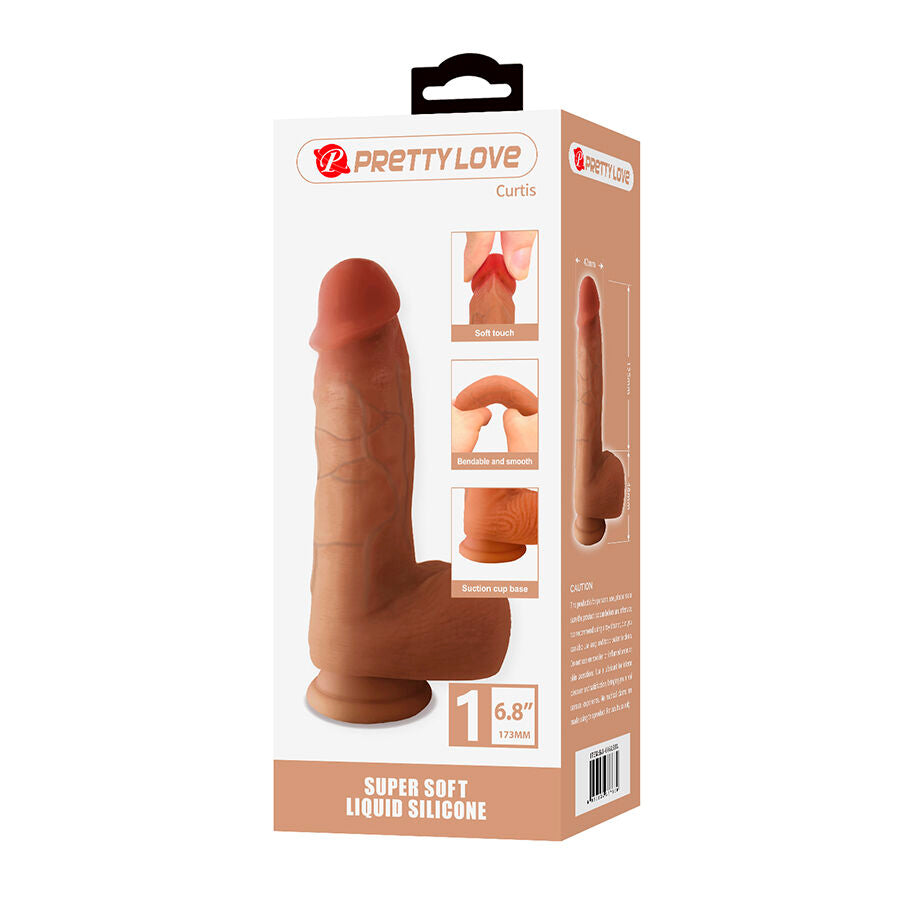 PRETTY LOVE - CURTIS REALISTISCHER DILDO MIT SAUGNAPF 17,3 CM -Ø- 4,2 CM