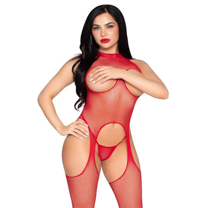 LEG AVENUE - 89374 CUPLESS BODYSTOCKING UND PANTY RED - EINHEITSGRÖSSE