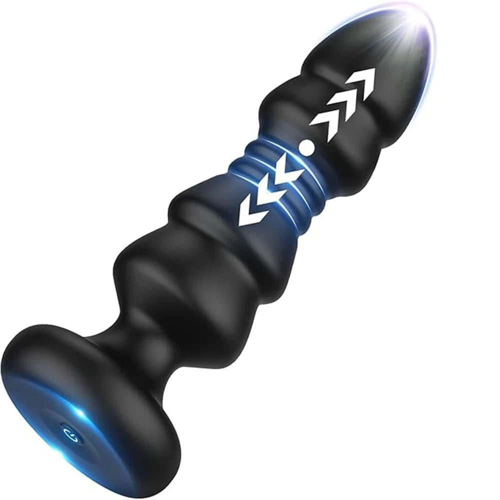 Metall Anal Plug mit Vibration – 9 Modi, Teleskop-Design, USB-Aufladung